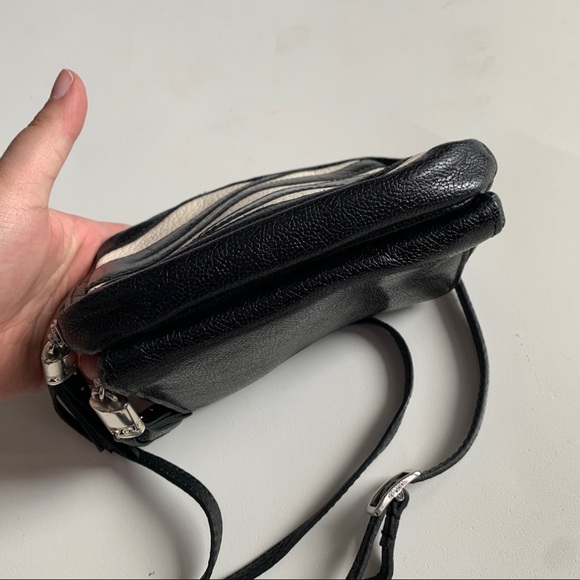 Brighton Zebra Print Leather Crossbody Bag Purse Black White Small - Picture 6 of 11